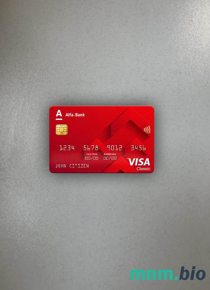 Russia Alfa bank visa classic card wygląd fotograficzny skan PSD + zdjęcie